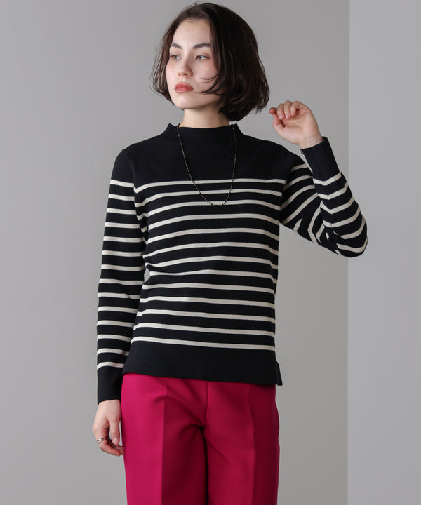 ハイネック総針ニットプルオーバー