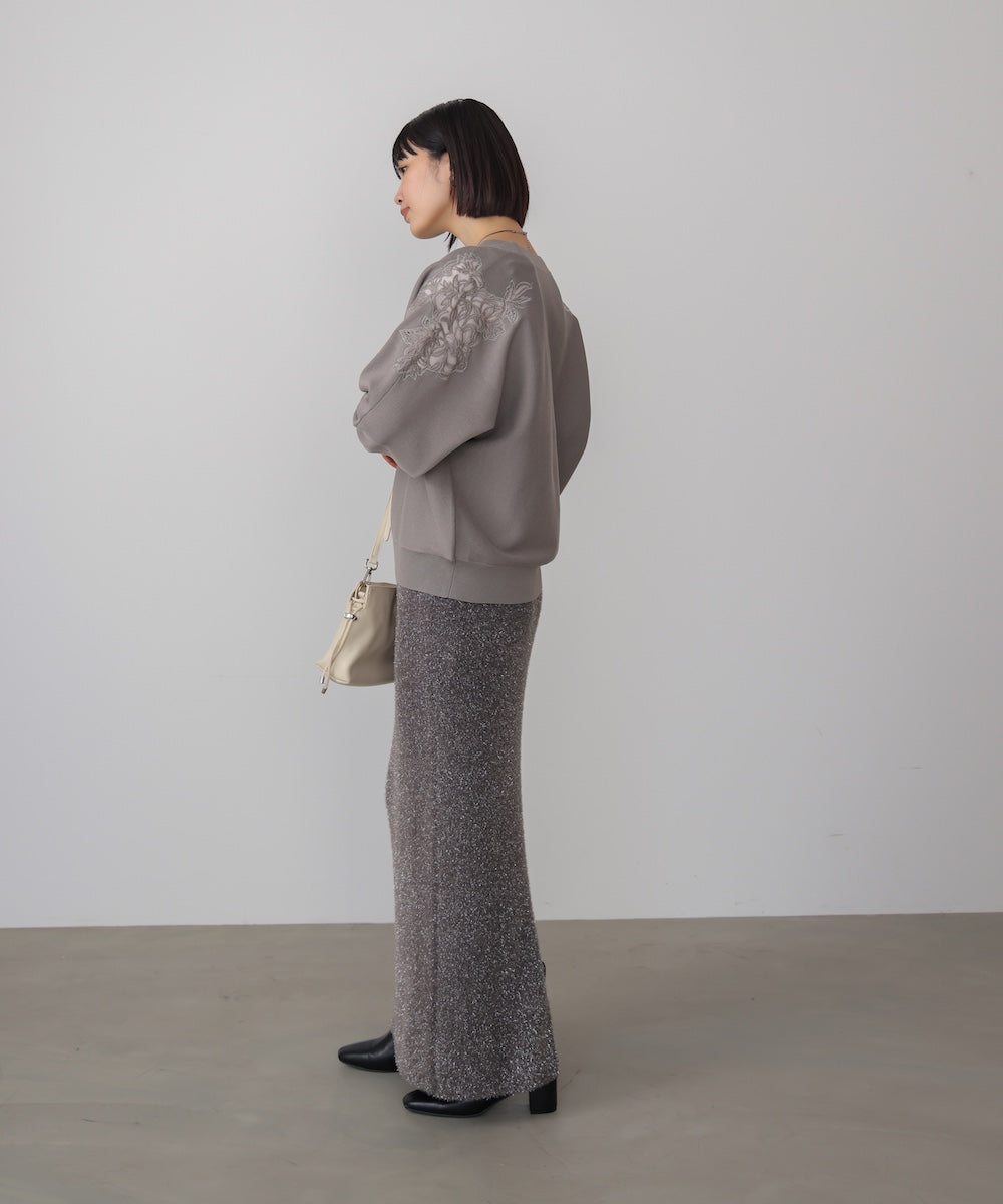 肩レースドルマンニットプルオーバー