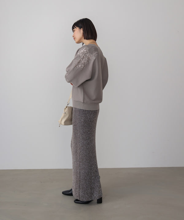 肩レースドルマンニットプルオーバー