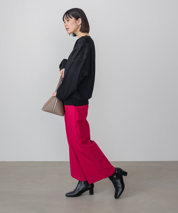 肩レースドルマンニットプルオーバー