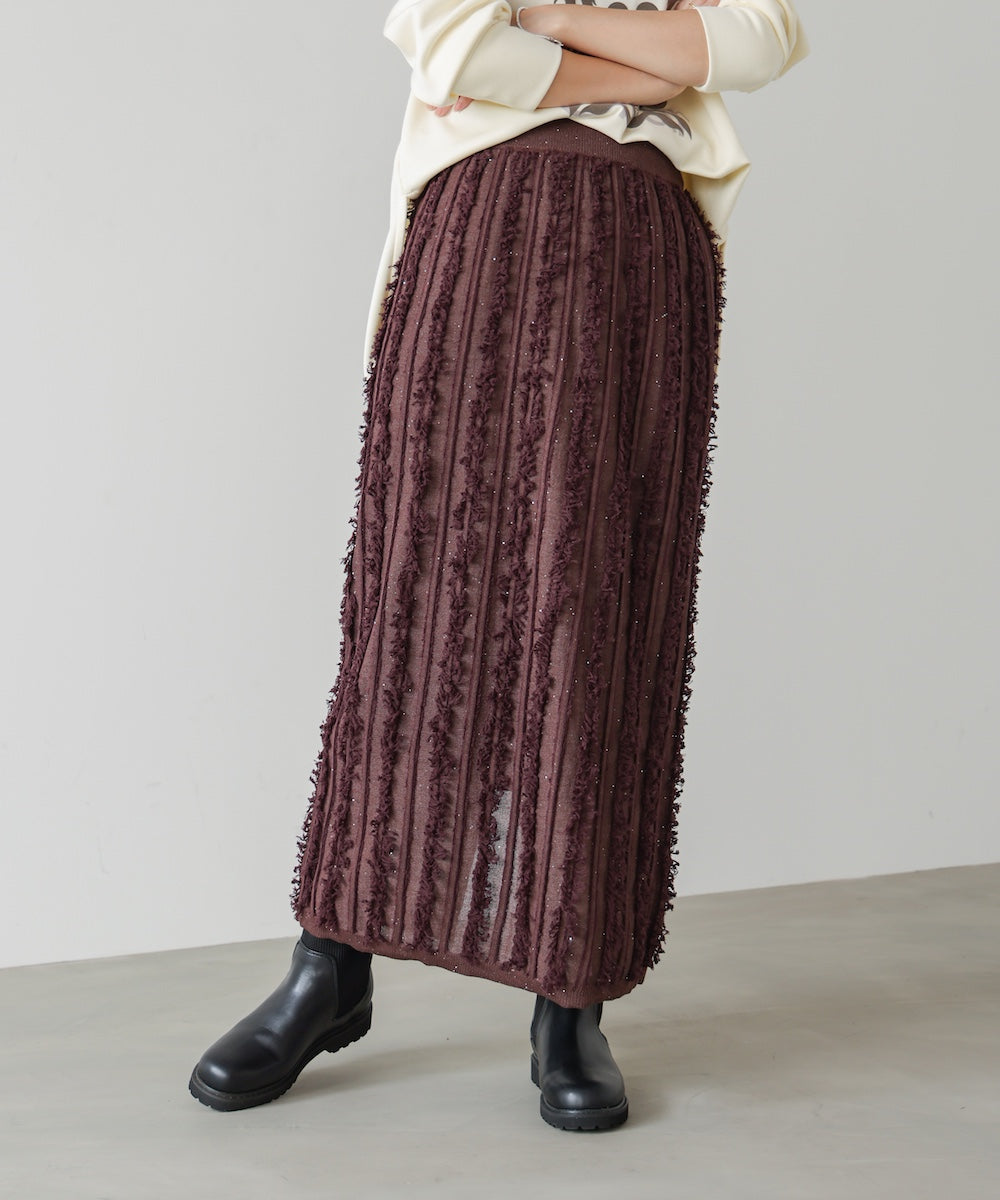 フリンジスパンコールニットスカート