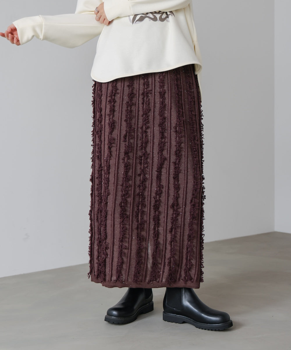 フリンジスパンコールニットスカート