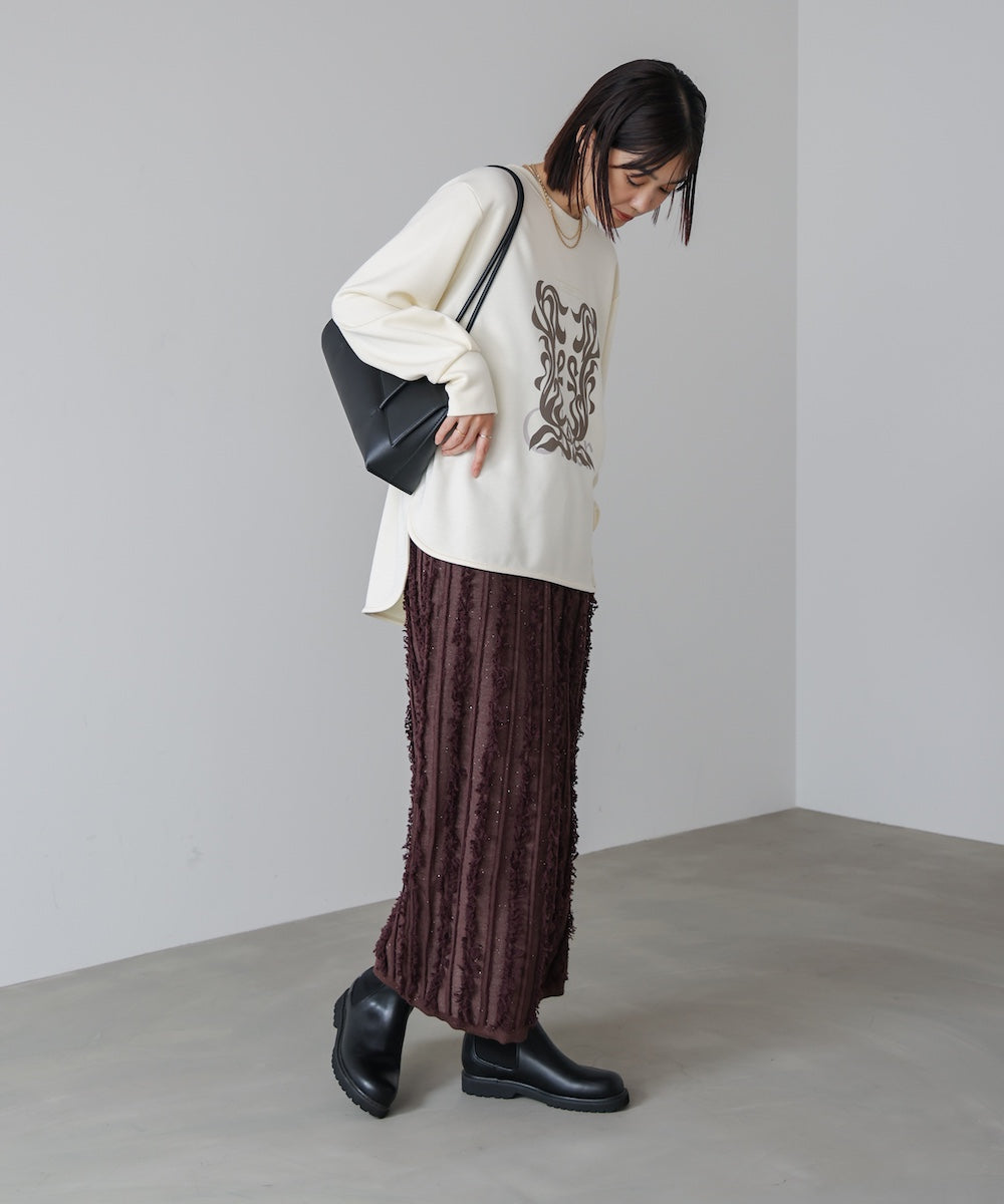 フリンジスパンコールニットスカート