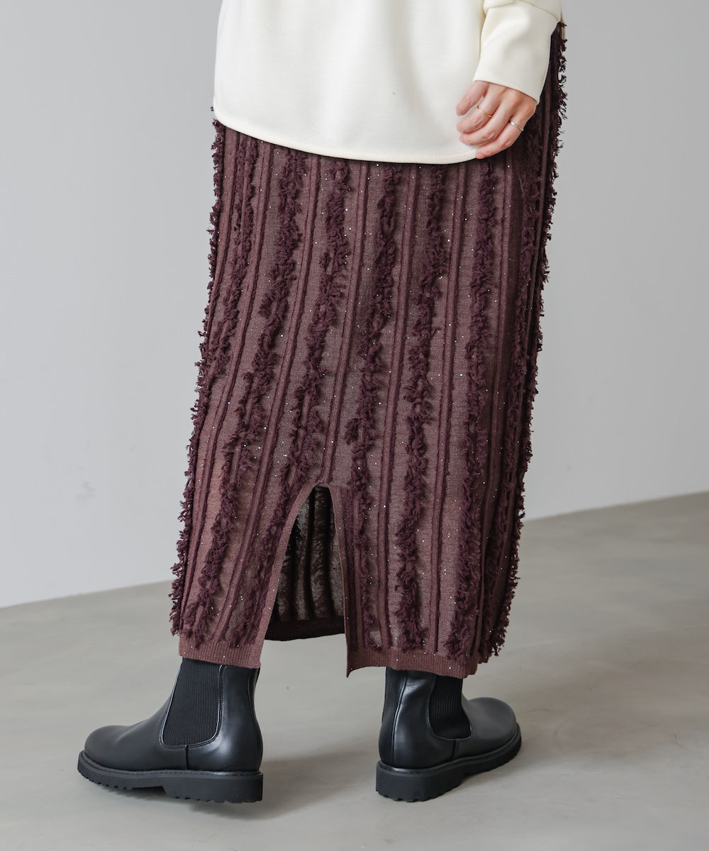フリンジスパンコールニットスカート