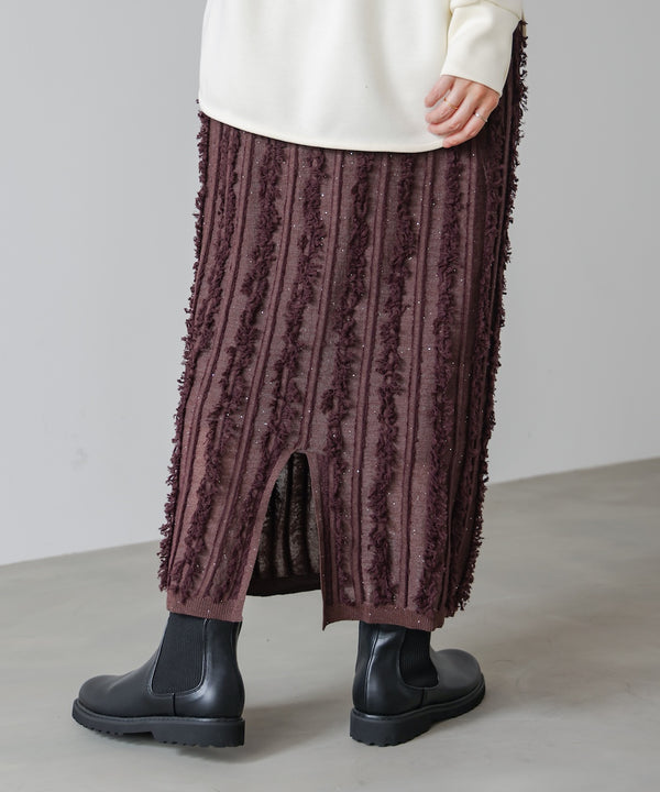 フリンジスパンコールニットスカート