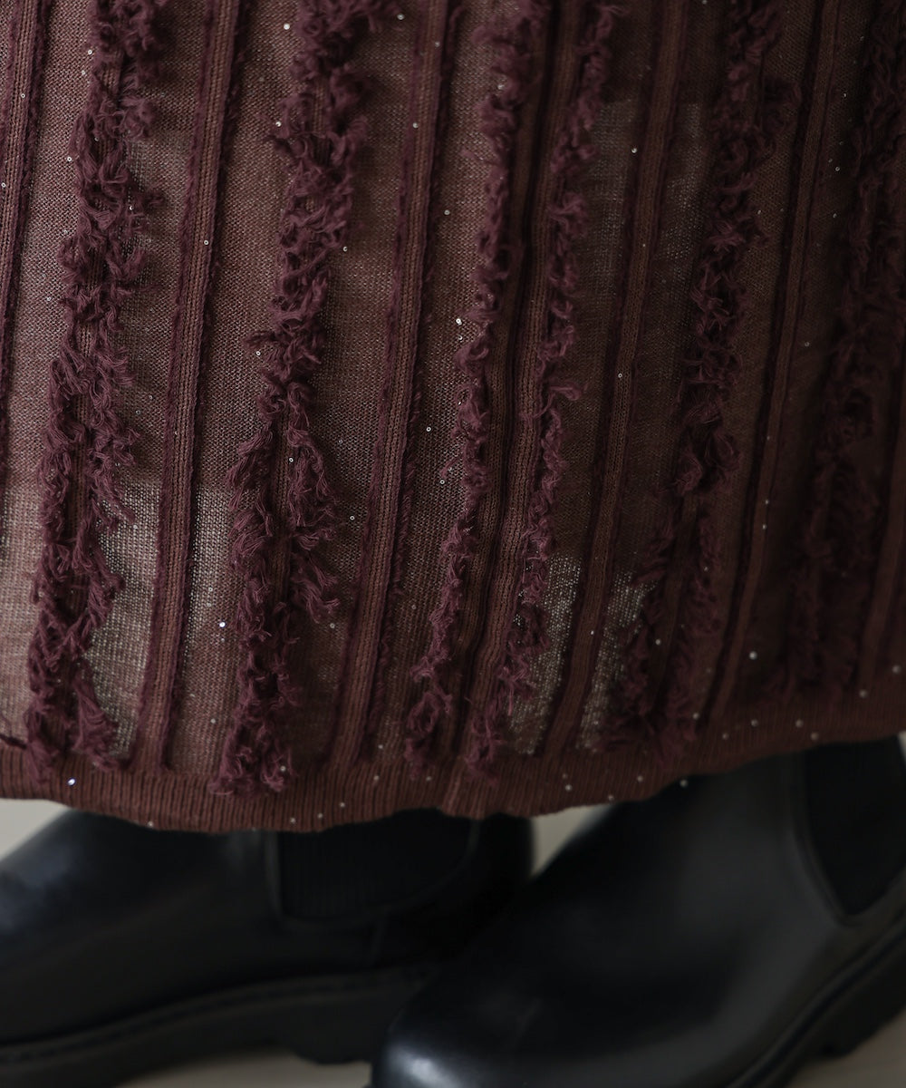 フリンジスパンコールニットスカート