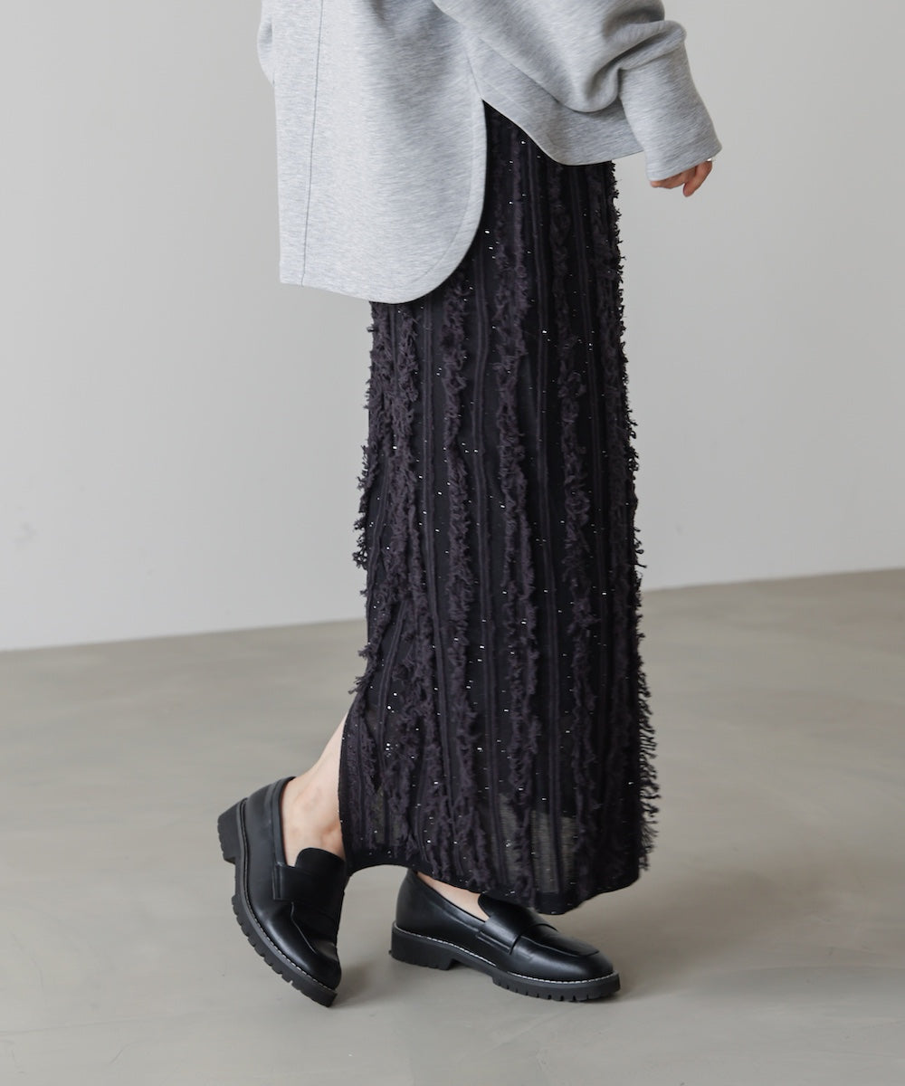 フリンジスパンコールニットスカート