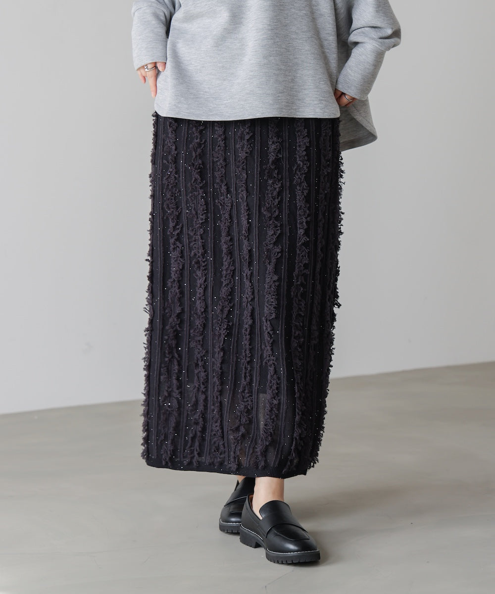 フリンジスパンコールニットスカート