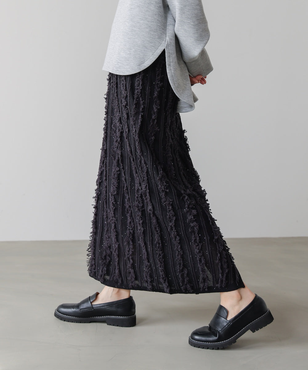 フリンジスパンコールニットスカート