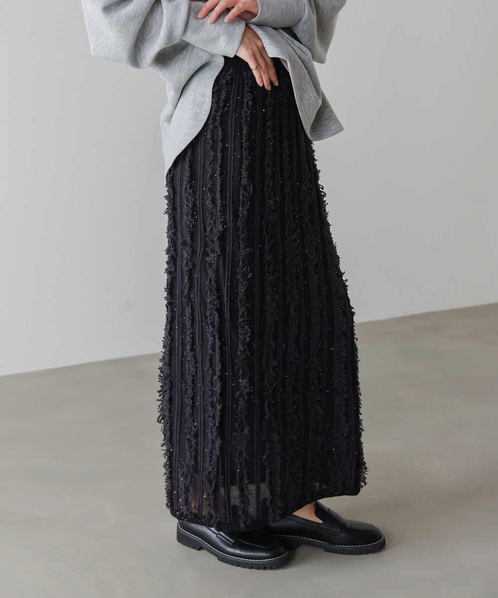 フリンジスパンコールニットスカート