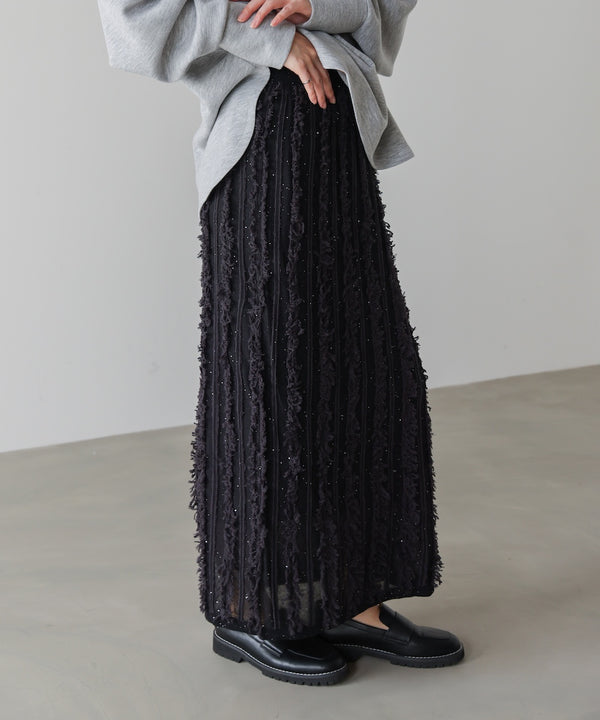フリンジスパンコールニットスカート