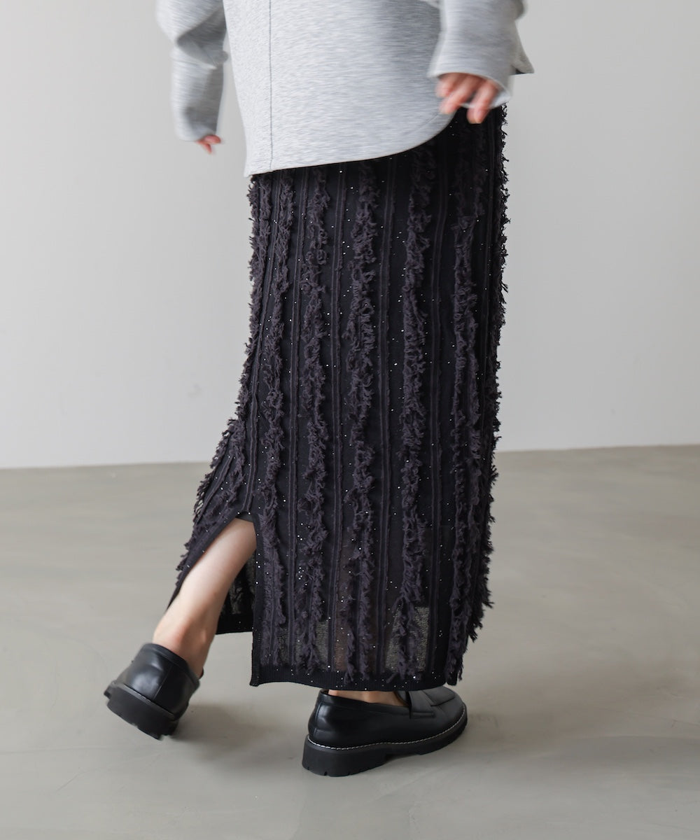 フリンジスパンコールニットスカート
