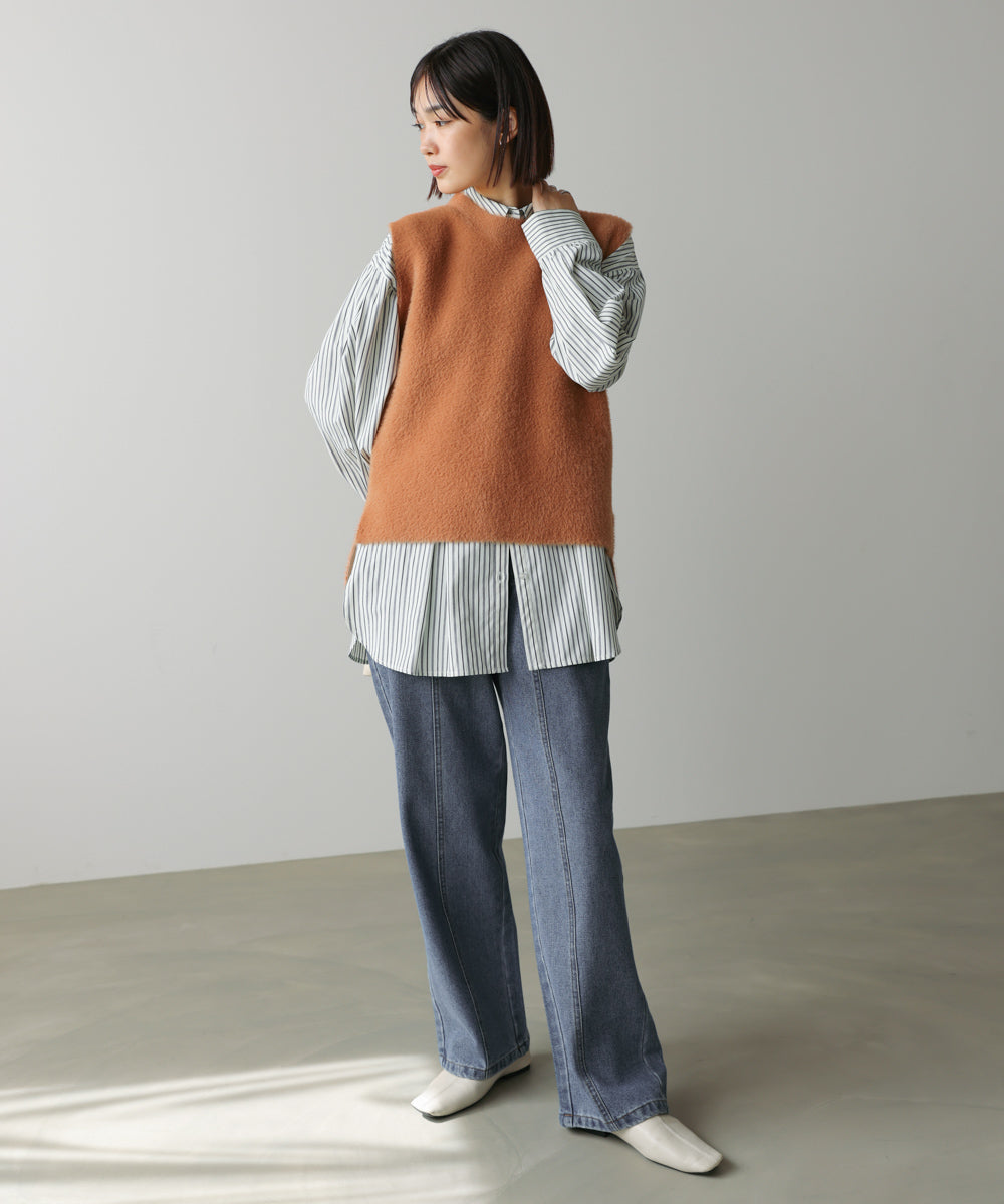 ダブルフェイスフェザースリットベスト