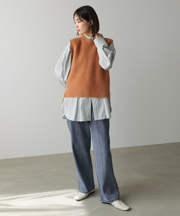 ダブルフェイスフェザースリットベスト