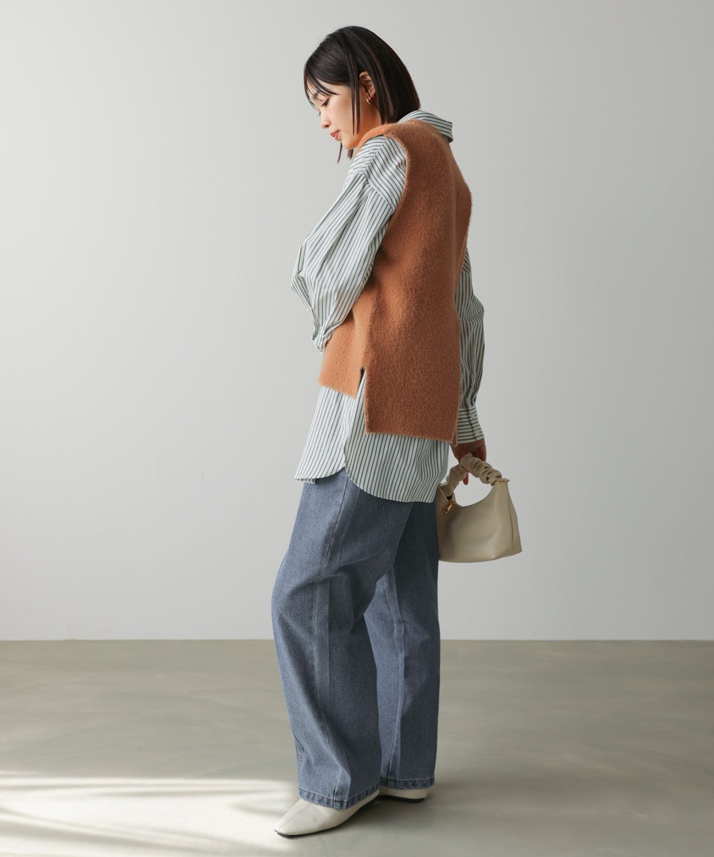 ダブルフェイスフェザースリットベスト