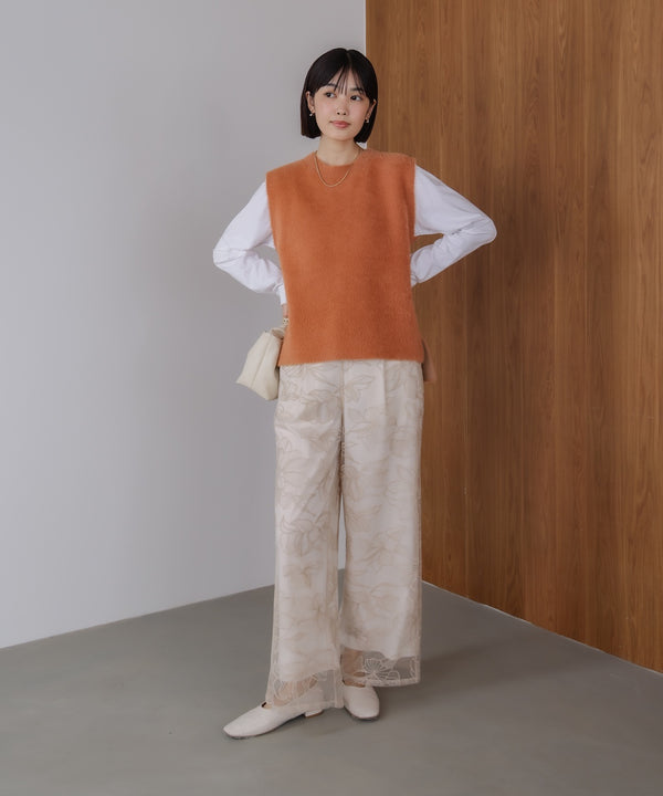 ダブルフェイスフェザースリットベスト