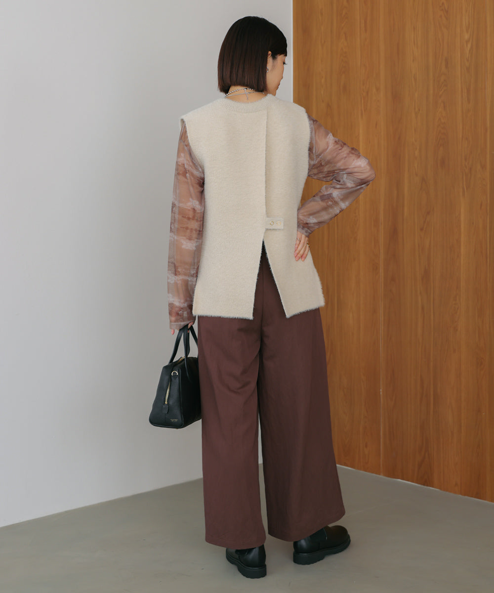 ダブルフェイスフェザースリットベスト