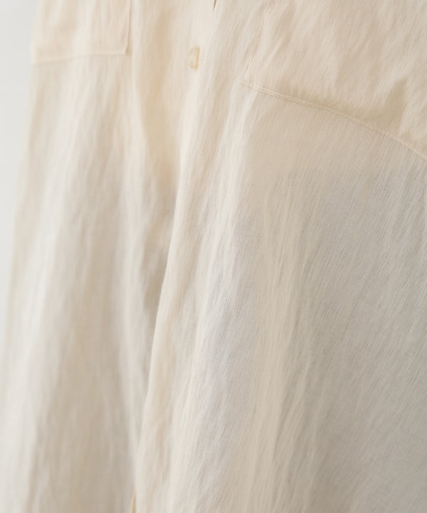 ワイドカフスワンポイント刺繍シアーシャツ