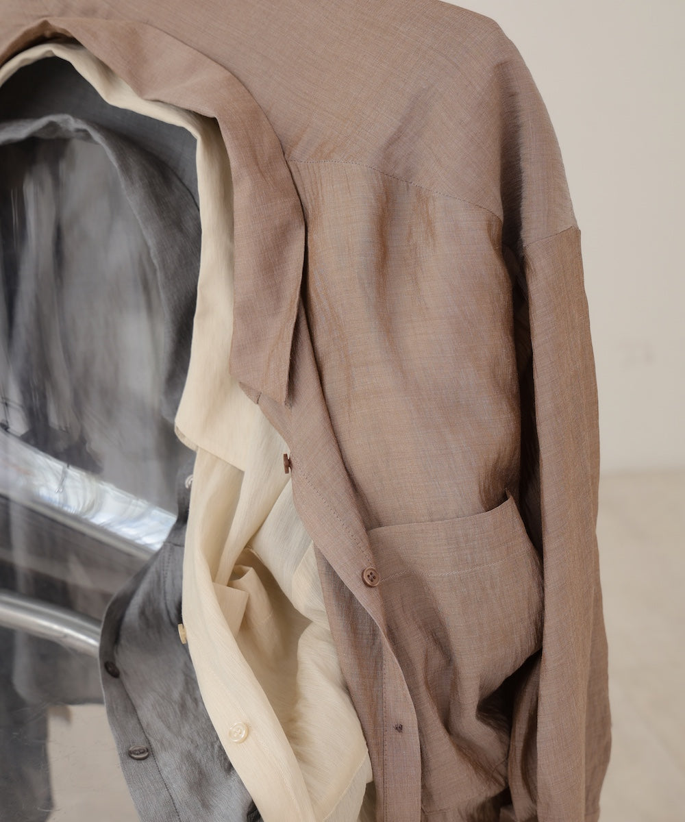 ワイドカフスワンポイント刺繍シアーシャツ