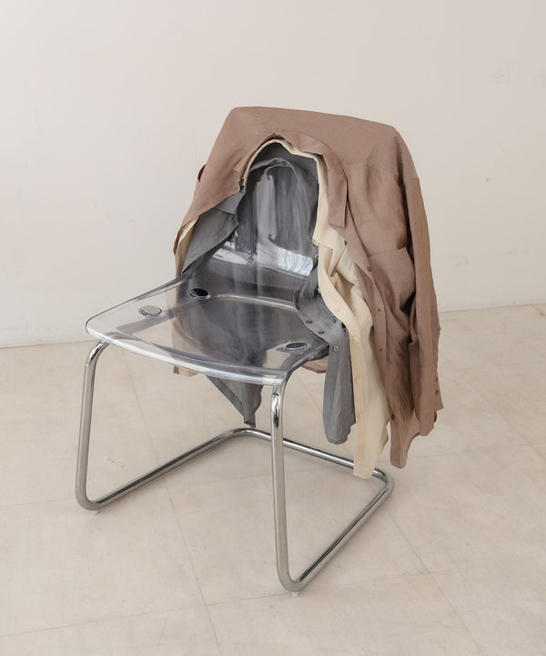 ワイドカフスワンポイント刺繍シアーシャツ