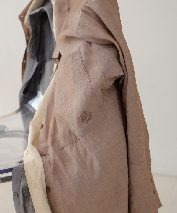 ワイドカフスワンポイント刺繍シアーシャツ