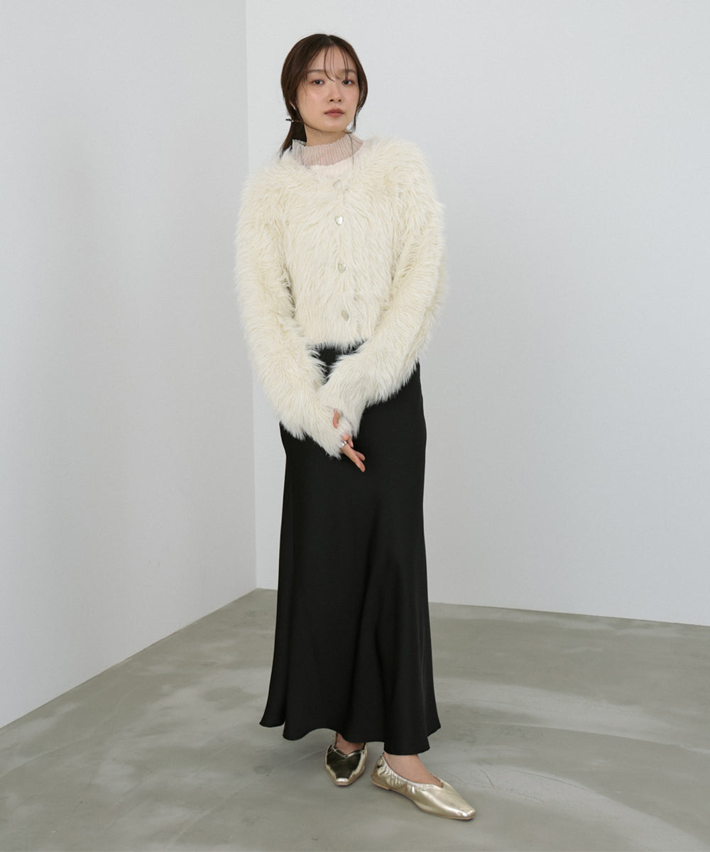 【選べる着丈】ハートボタンシャギーニットカーディガン