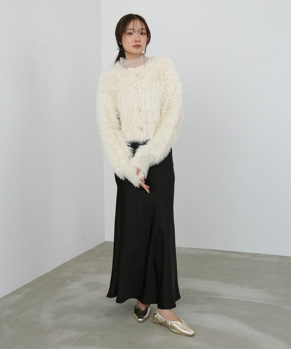 【選べる着丈】ハートボタンシャギーニットカーディガン