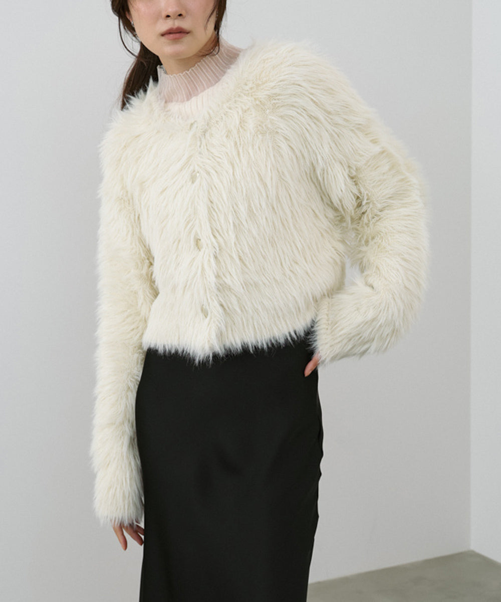 【選べる着丈】ハートボタンシャギーニットカーディガン