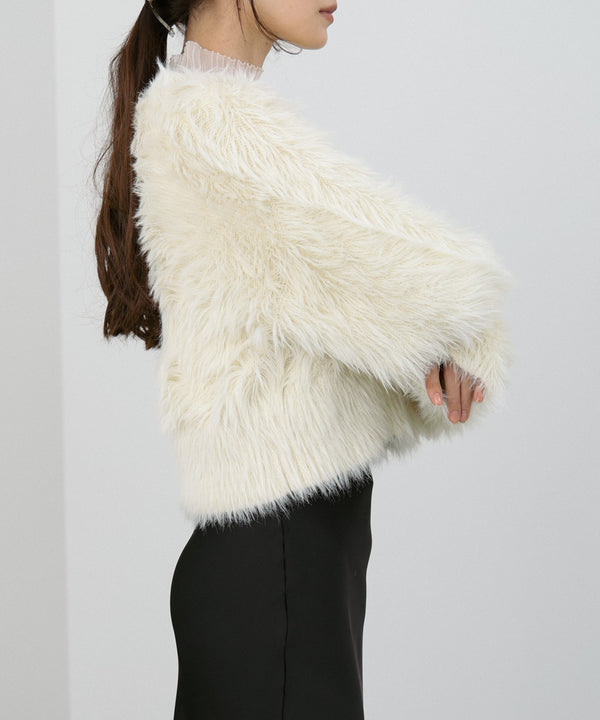 【選べる着丈】ハートボタンシャギーニットカーディガン