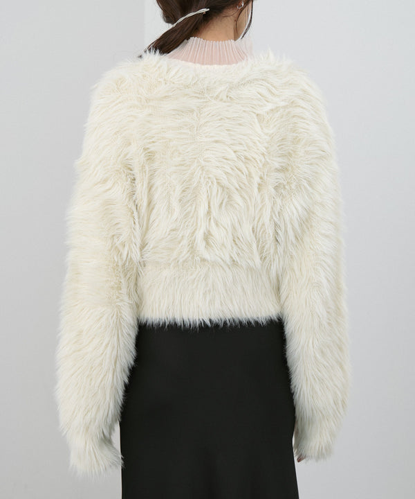 【選べる着丈】ハートボタンシャギーニットカーディガン