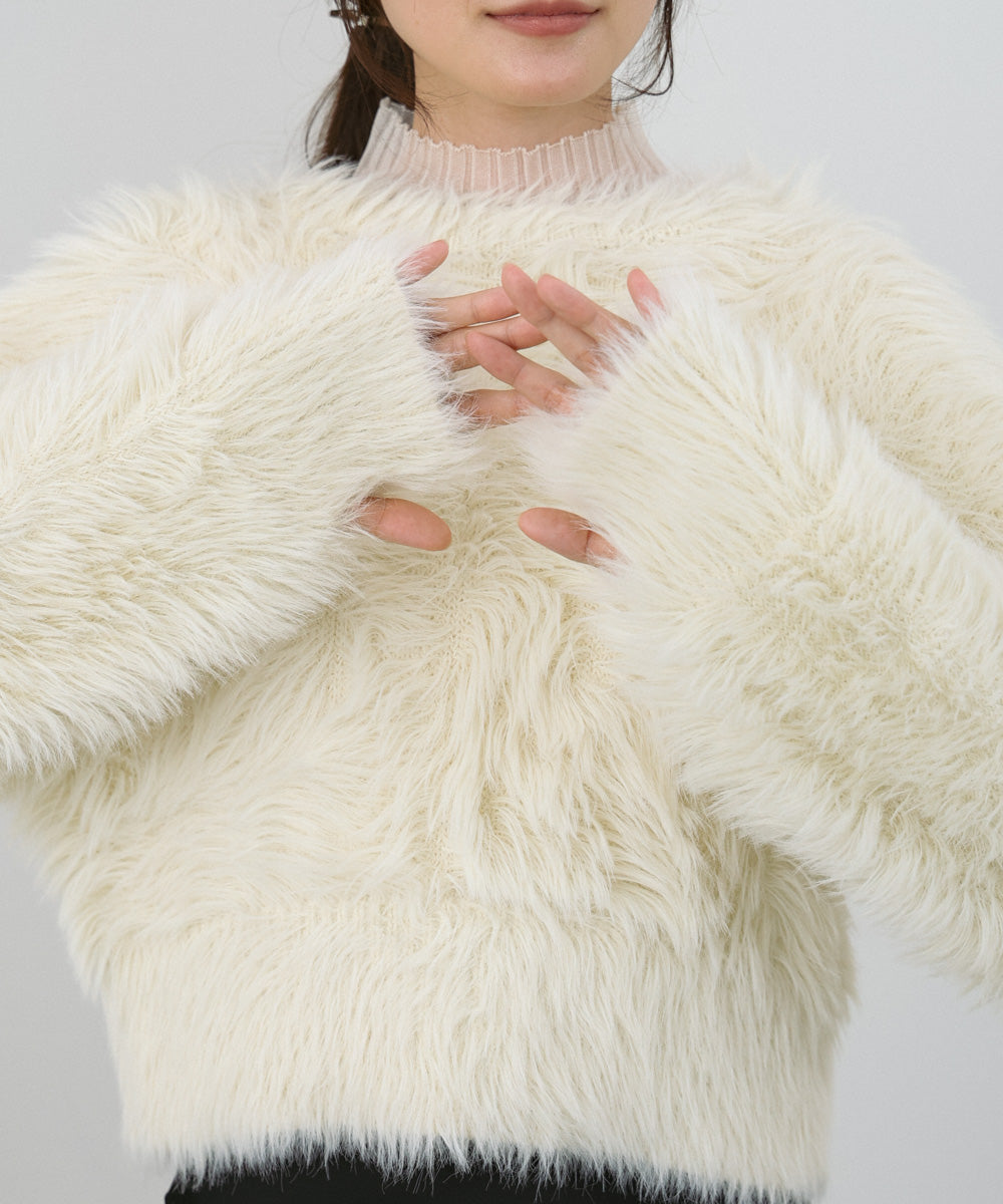 【選べる着丈】ハートボタンシャギーニットカーディガン