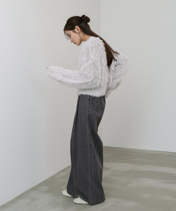 【選べる着丈】ハートボタンシャギーニットカーディガン