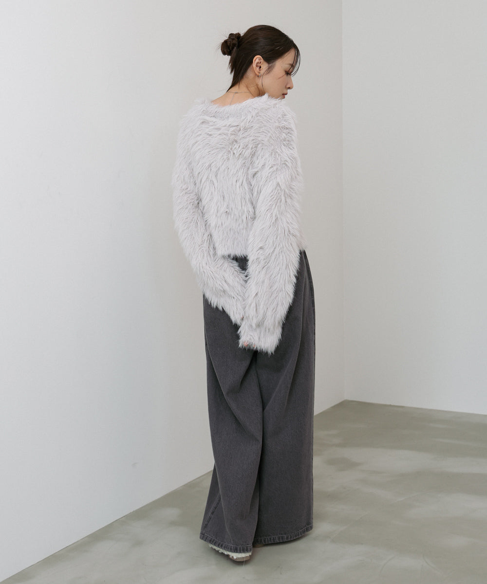 【選べる着丈】ハートボタンシャギーニットカーディガン