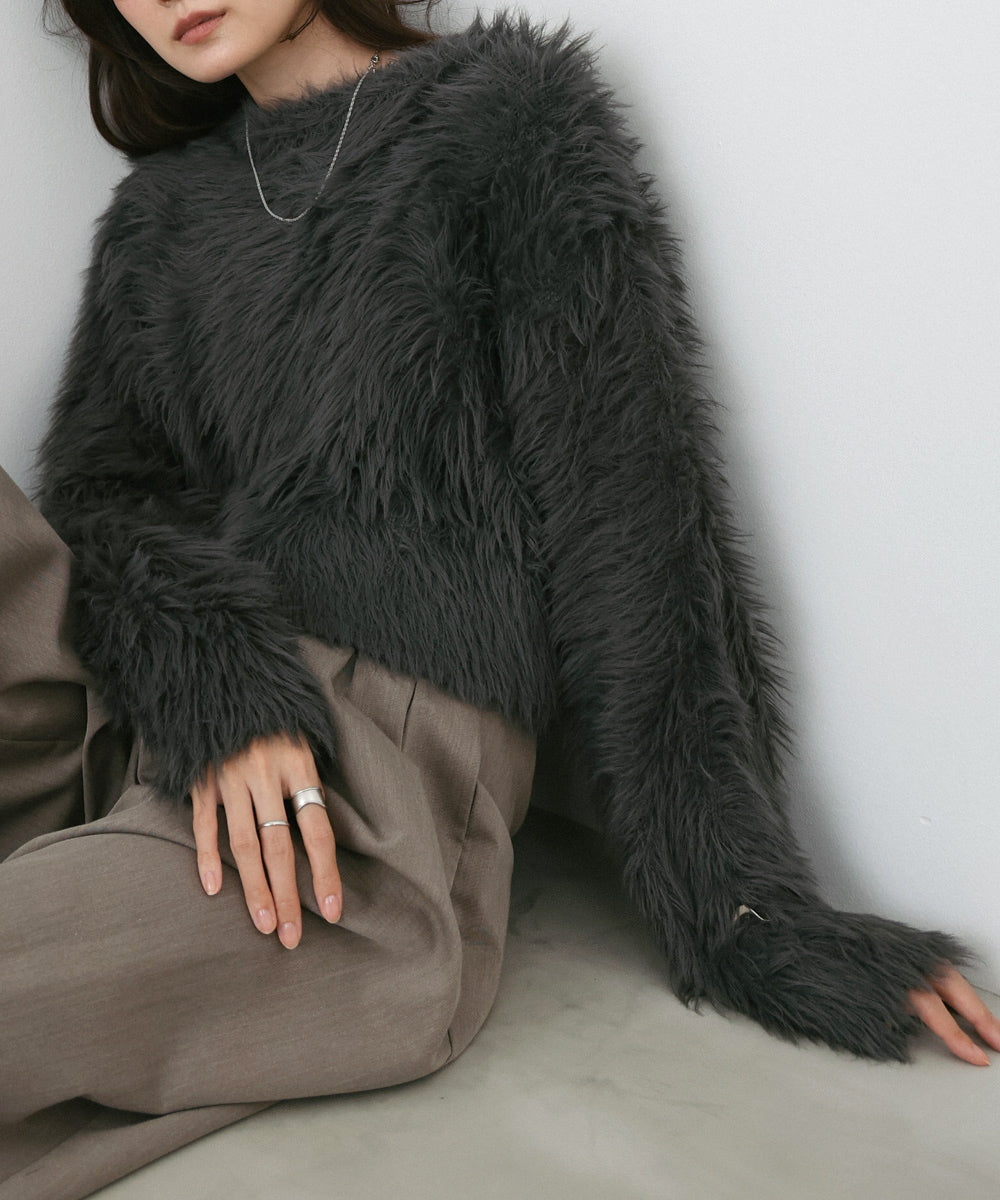 【選べる着丈】ハートボタンシャギーニットカーディガン