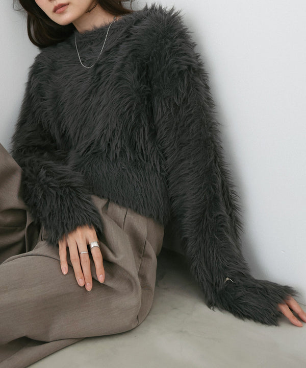 【選べる着丈】ハートボタンシャギーニットカーディガン