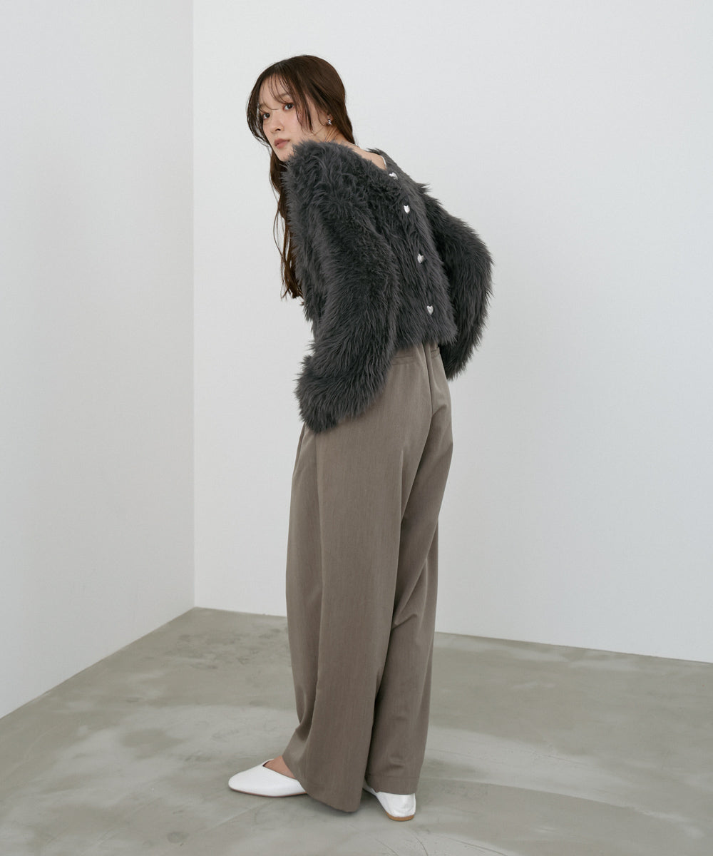 【選べる着丈】ハートボタンシャギーニットカーディガン