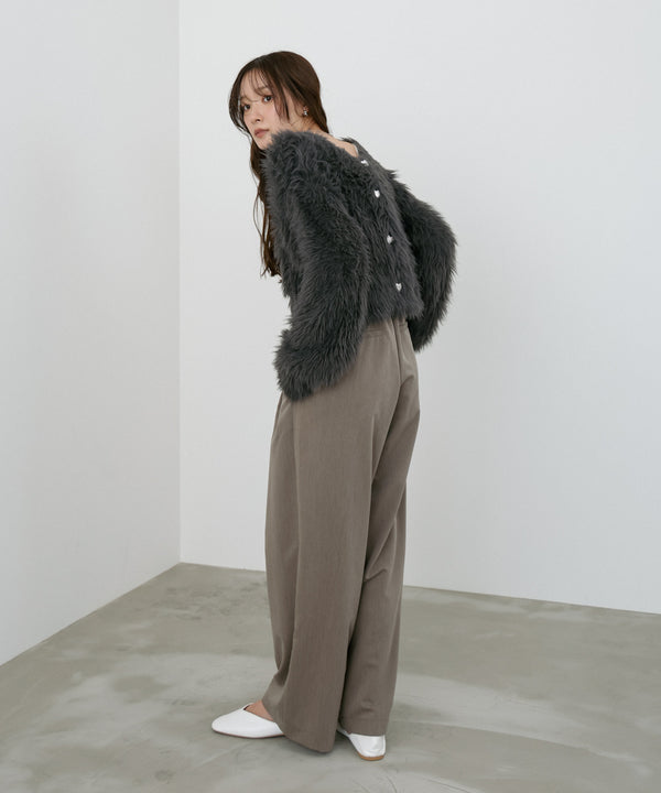 【選べる着丈】ハートボタンシャギーニットカーディガン