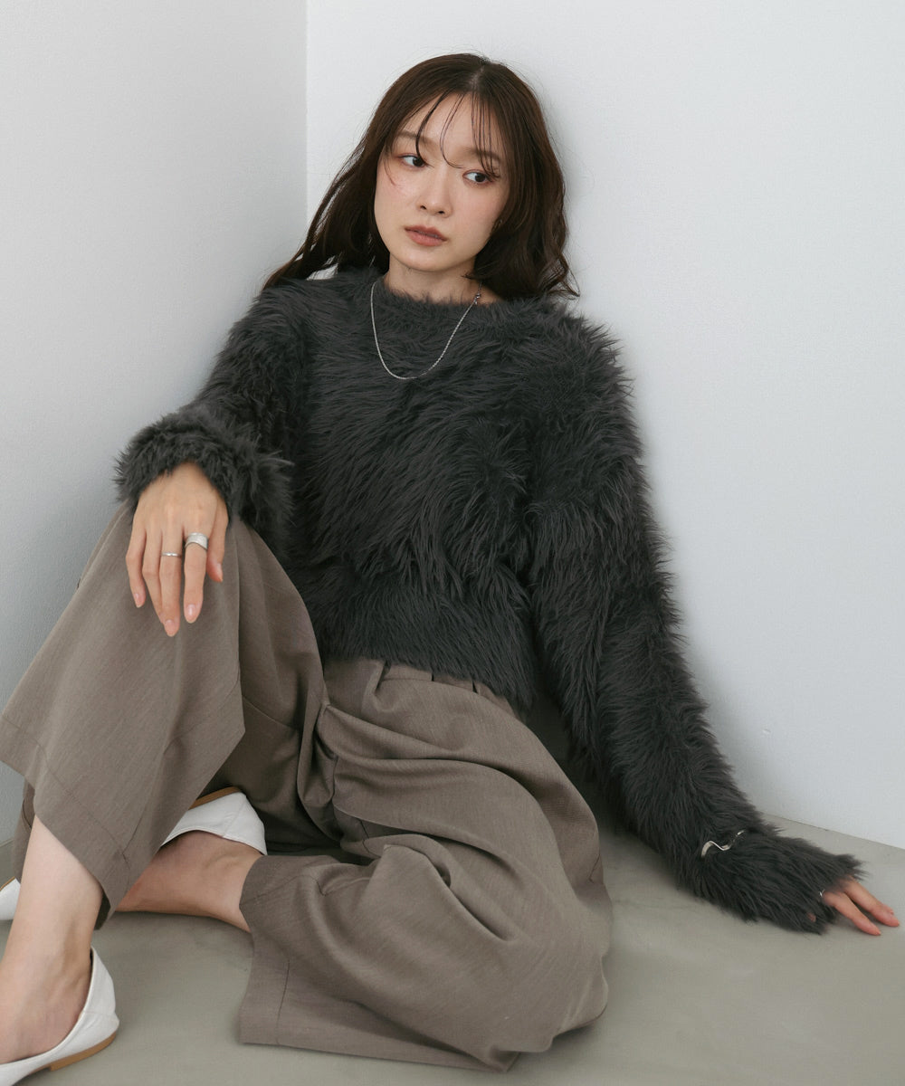 【選べる着丈】ハートボタンシャギーニットカーディガン