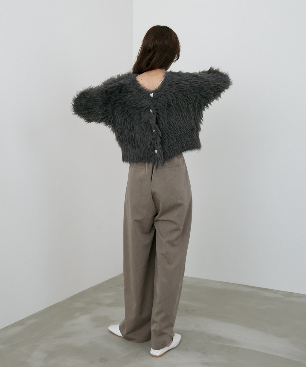 【選べる着丈】ハートボタンシャギーニットカーディガン