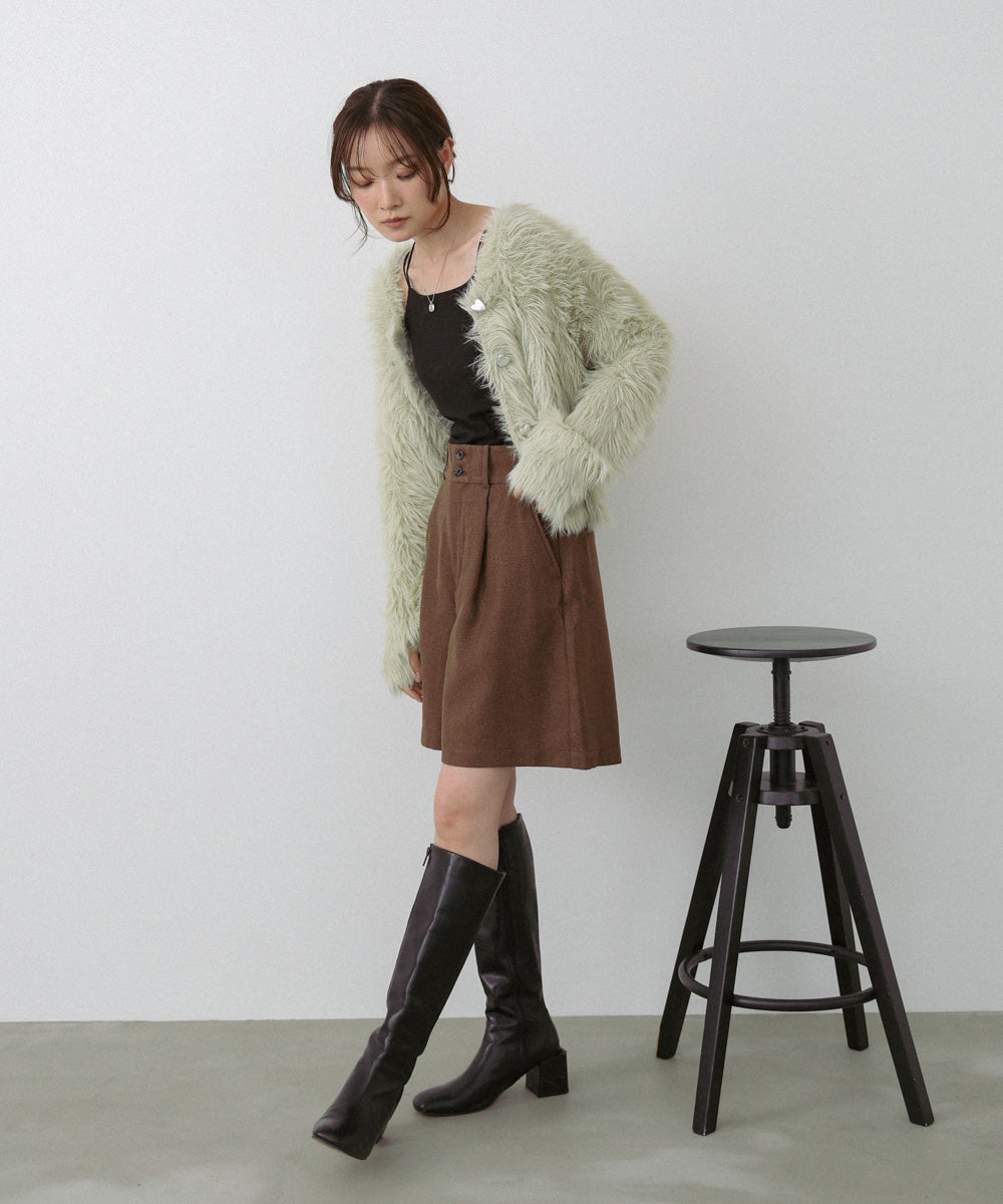 【選べる着丈】ハートボタンシャギーニットカーディガン