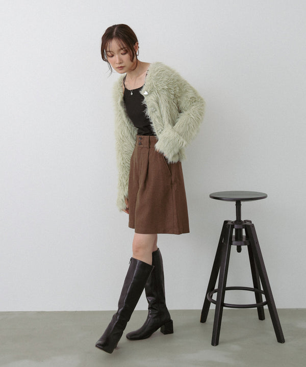 【選べる着丈】ハートボタンシャギーニットカーディガン