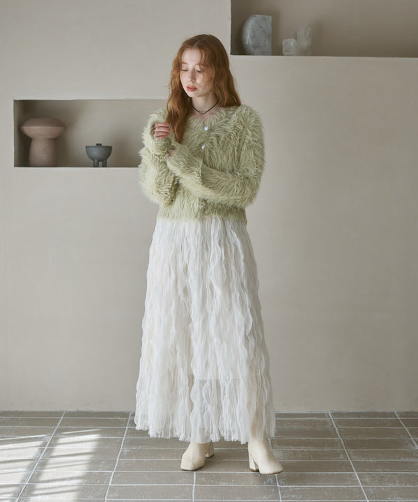 【選べる着丈】ハートボタンシャギーニットカーディガン