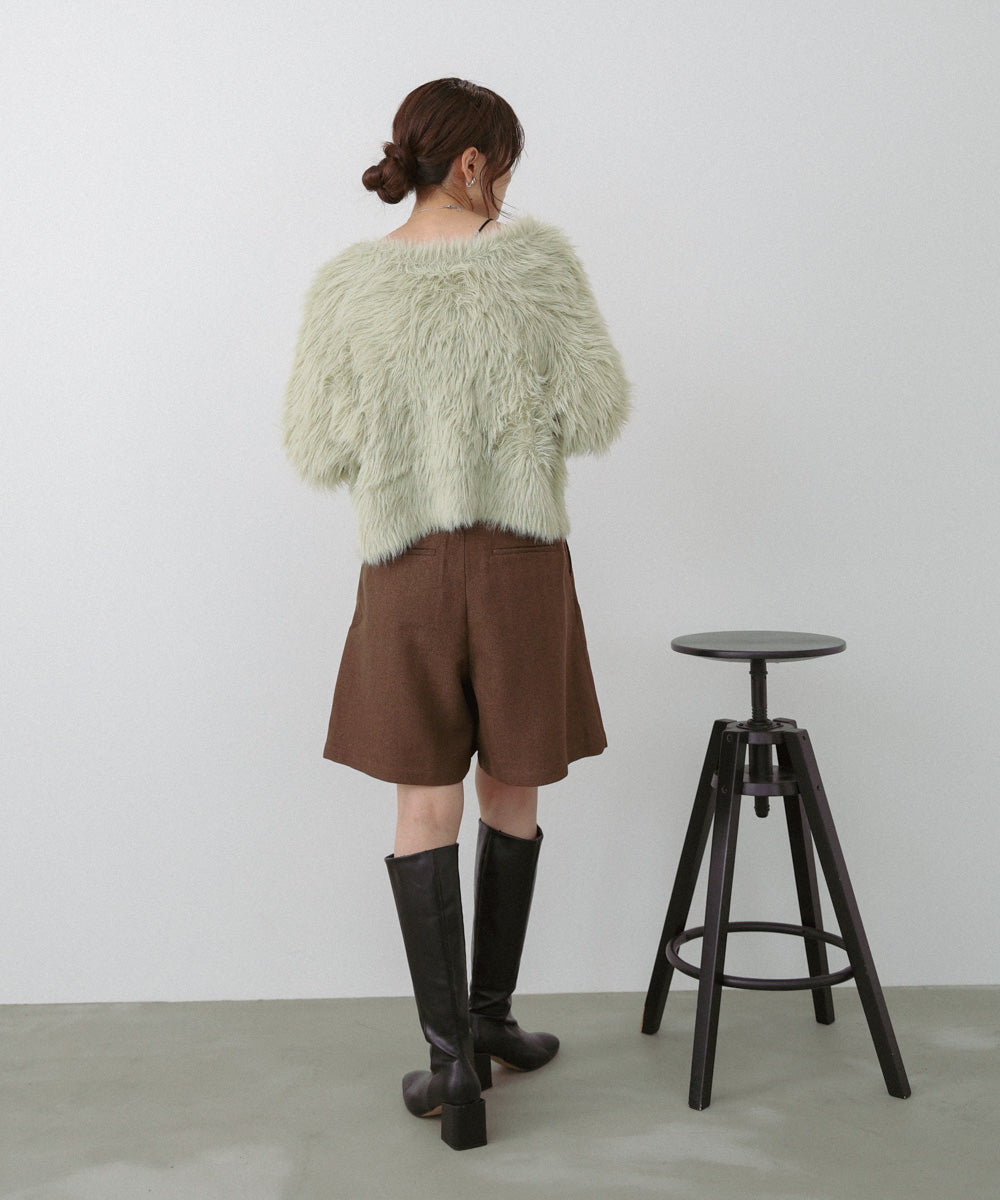 【選べる着丈】ハートボタンシャギーニットカーディガン