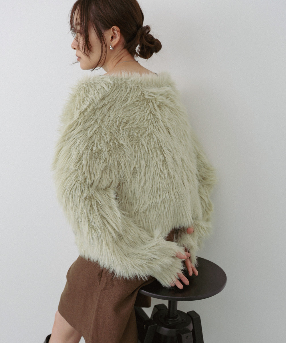 【選べる着丈】ハートボタンシャギーニットカーディガン