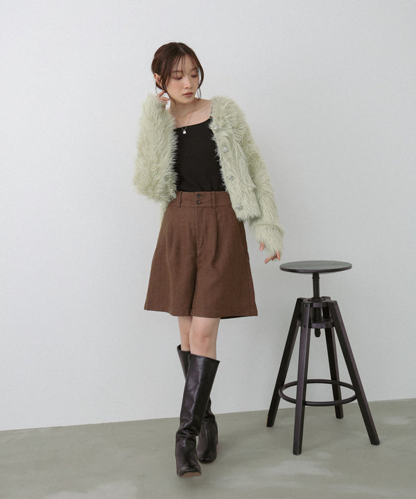 【選べる着丈】ハートボタンシャギーニットカーディガン