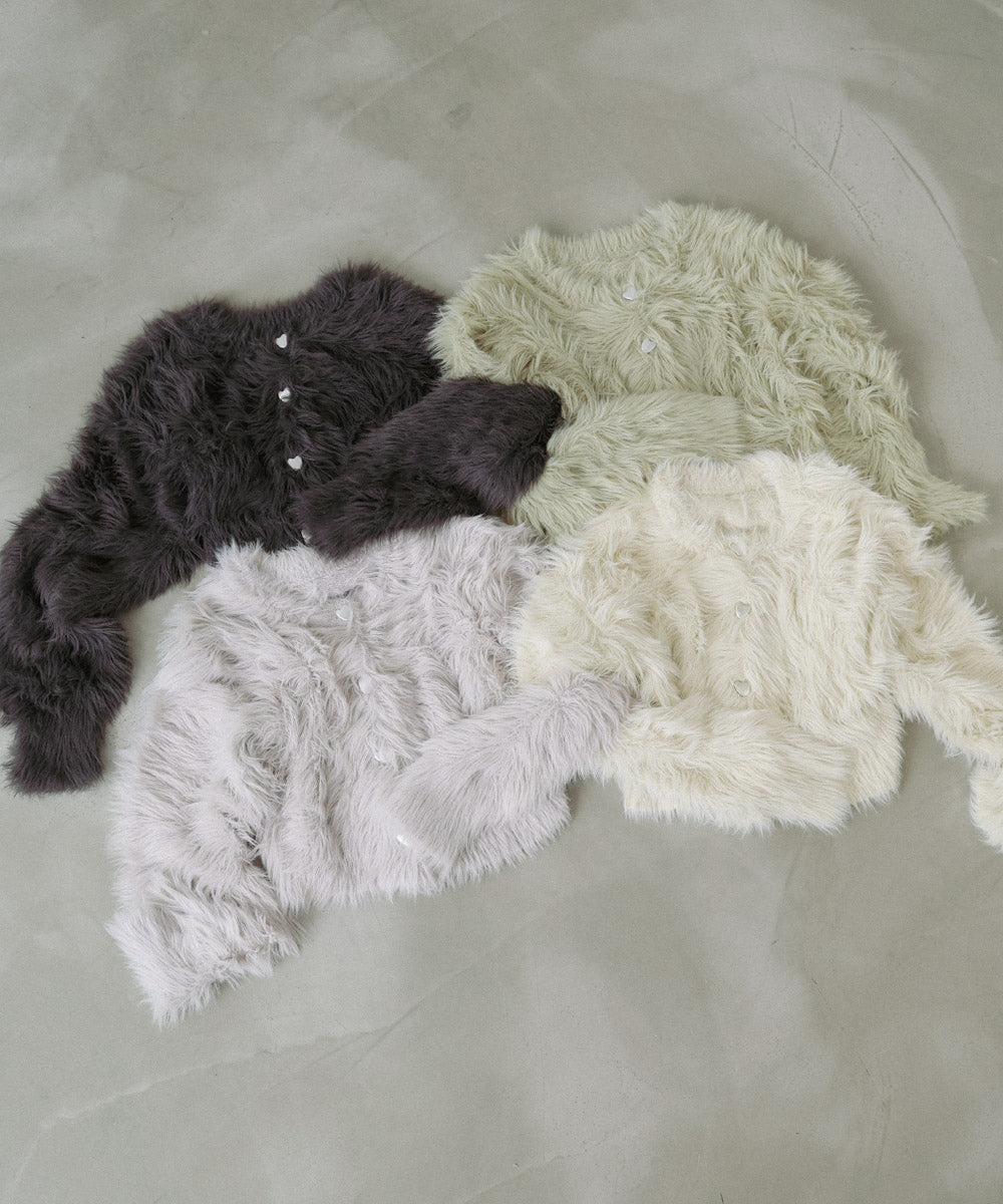 【選べる着丈】ハートボタンシャギーニットカーディガン