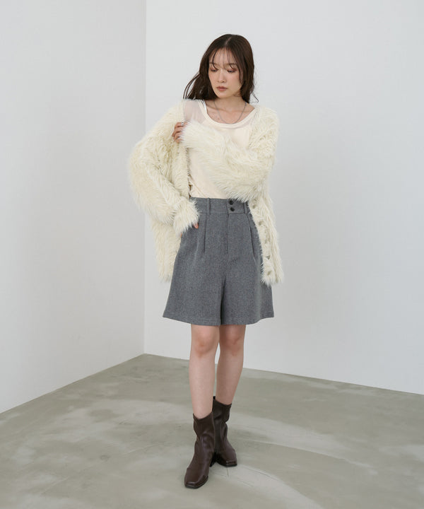 【選べる着丈】ハートボタンシャギーニットカーディガン