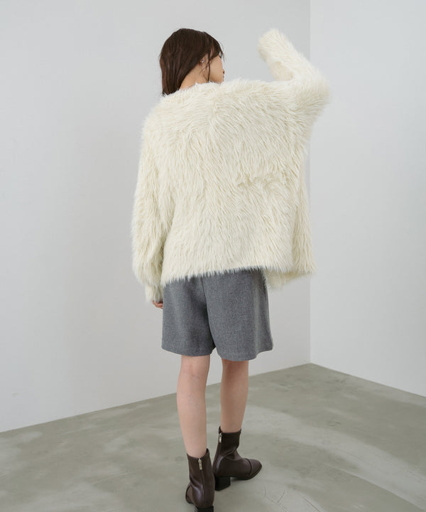 【選べる着丈】ハートボタンシャギーニットカーディガン