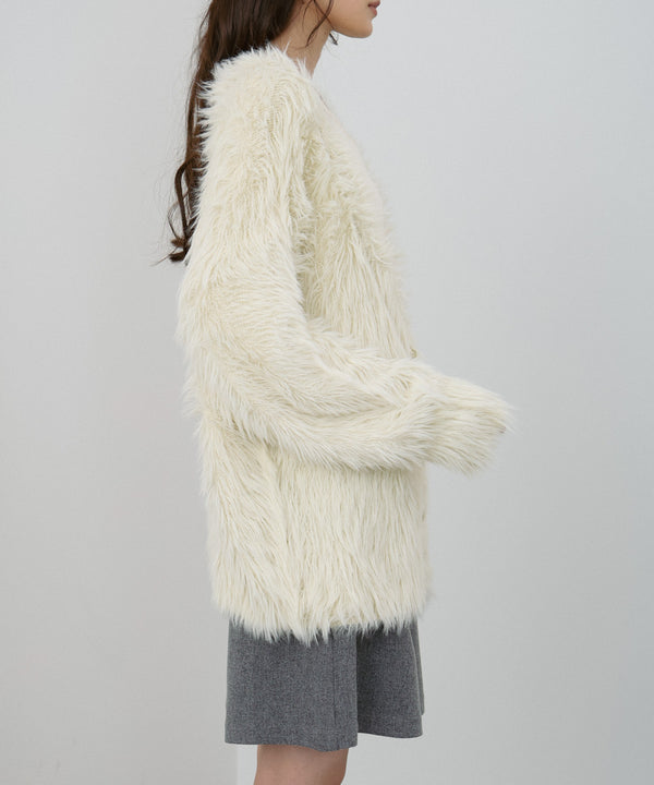 【選べる着丈】ハートボタンシャギーニットカーディガン