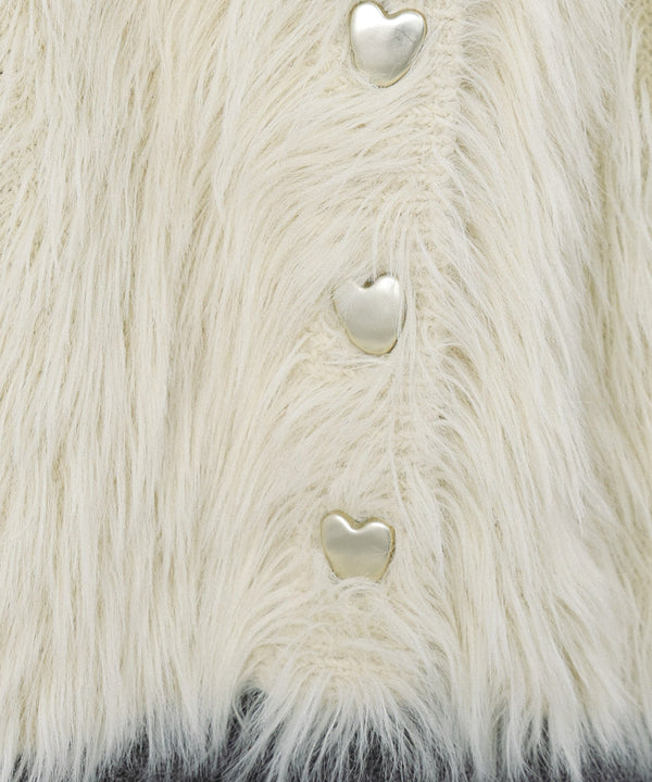 【選べる着丈】ハートボタンシャギーニットカーディガン